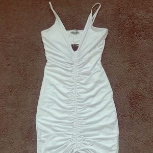 Sexy ruched white bodycon dress 👗